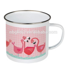 outdoor high quality Customized Printed flamingo enamel camping mug enamel product